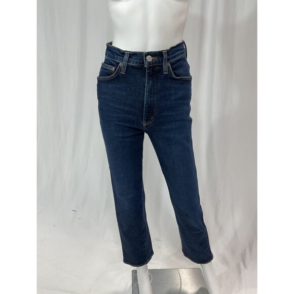Agolde 'Pinch' Blue Waist High Rise Kick Flare Denim Jean Size 24 - Picture 2 of 5